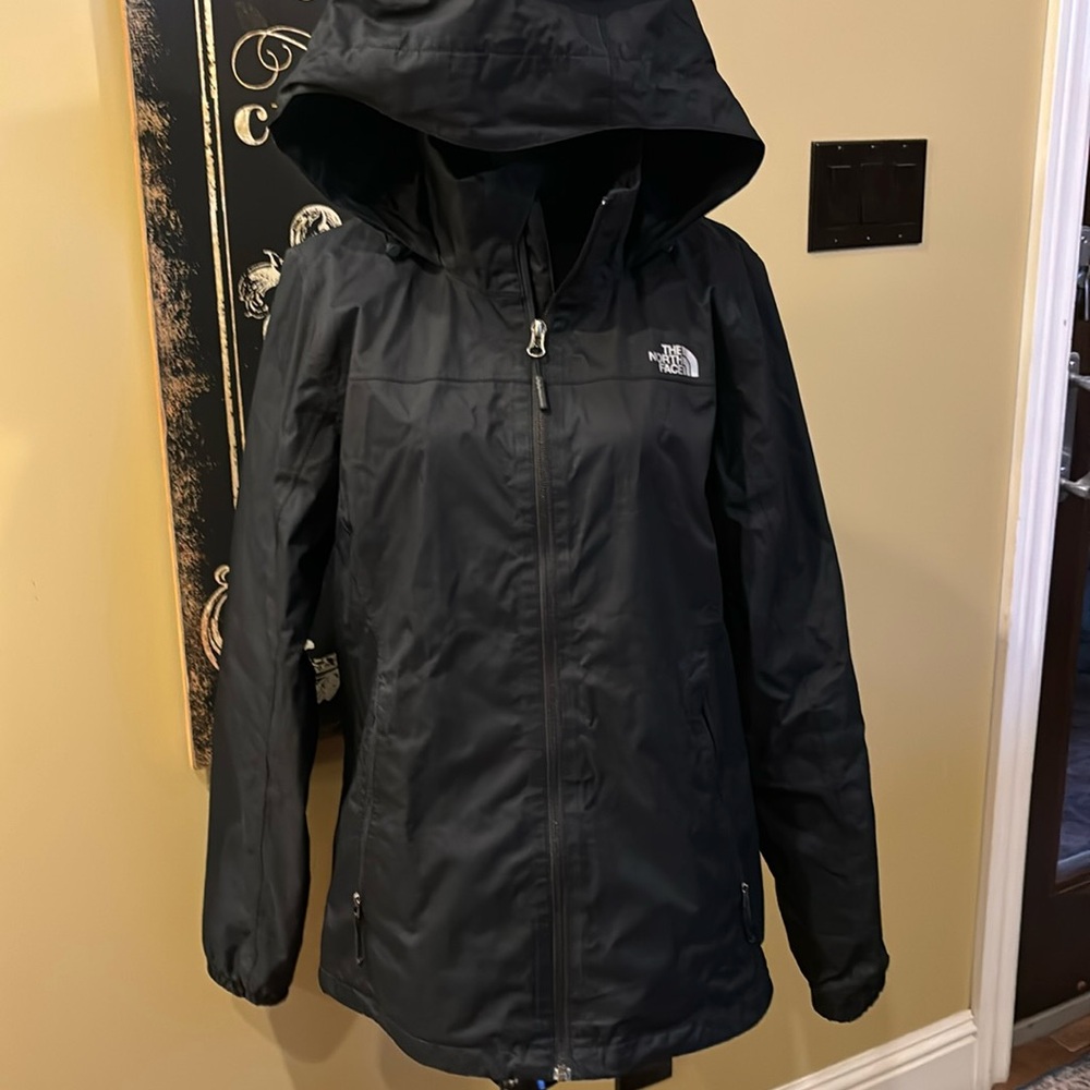 North face black rain jacket
